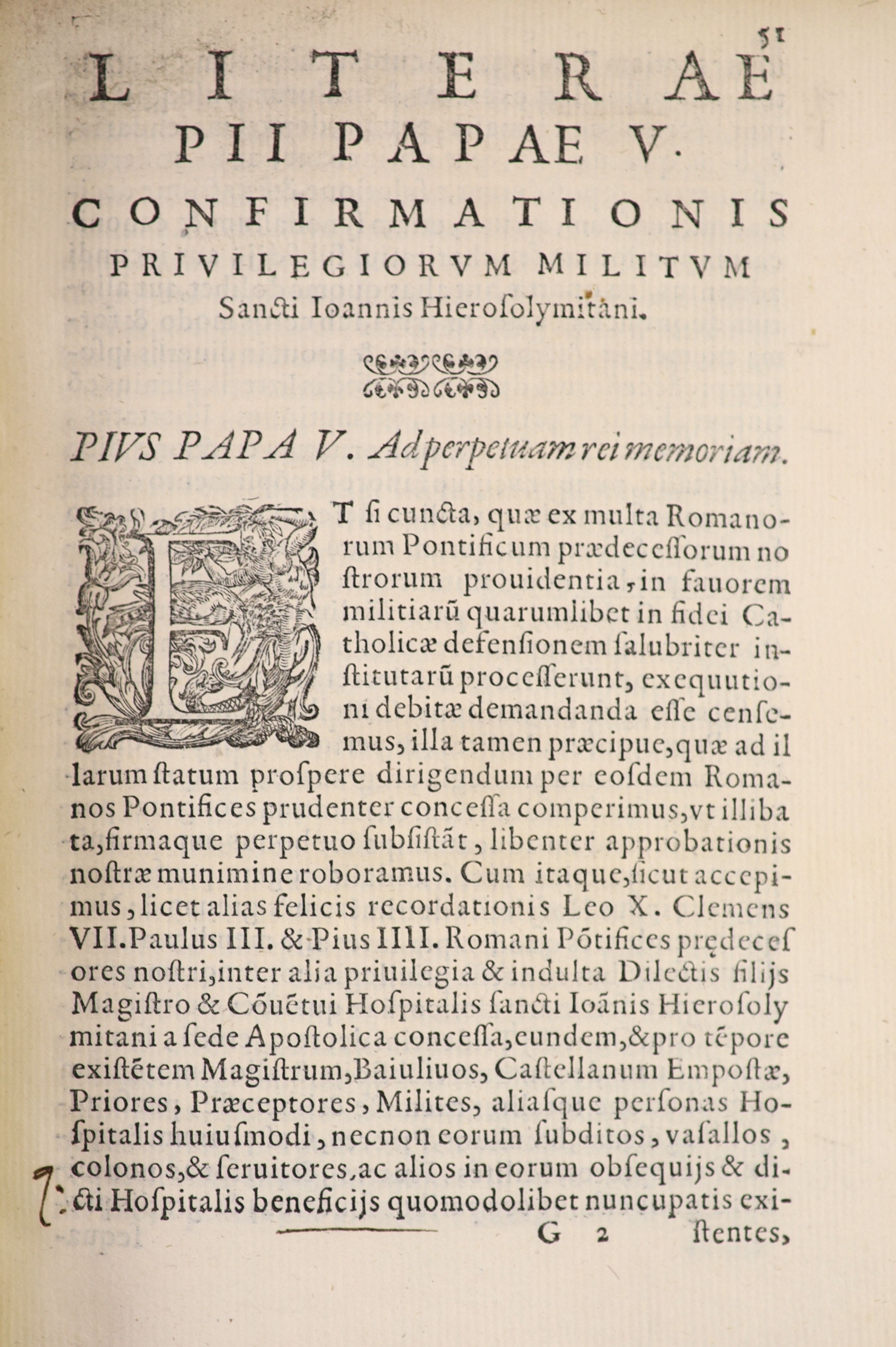 Bosio , Giacomo. Li Privileggi della Sacra Religione di S. Gio Giersolimitano ...